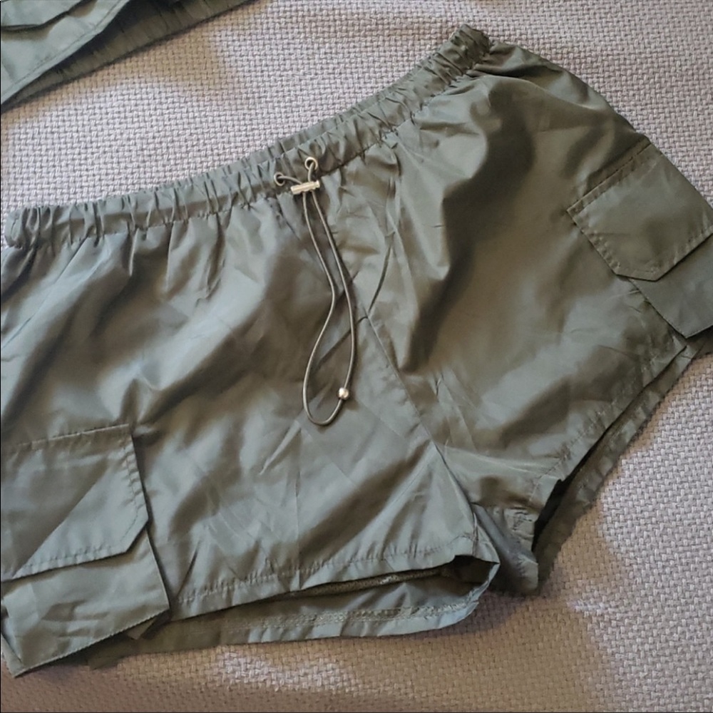 Army green fashion nova two piece set